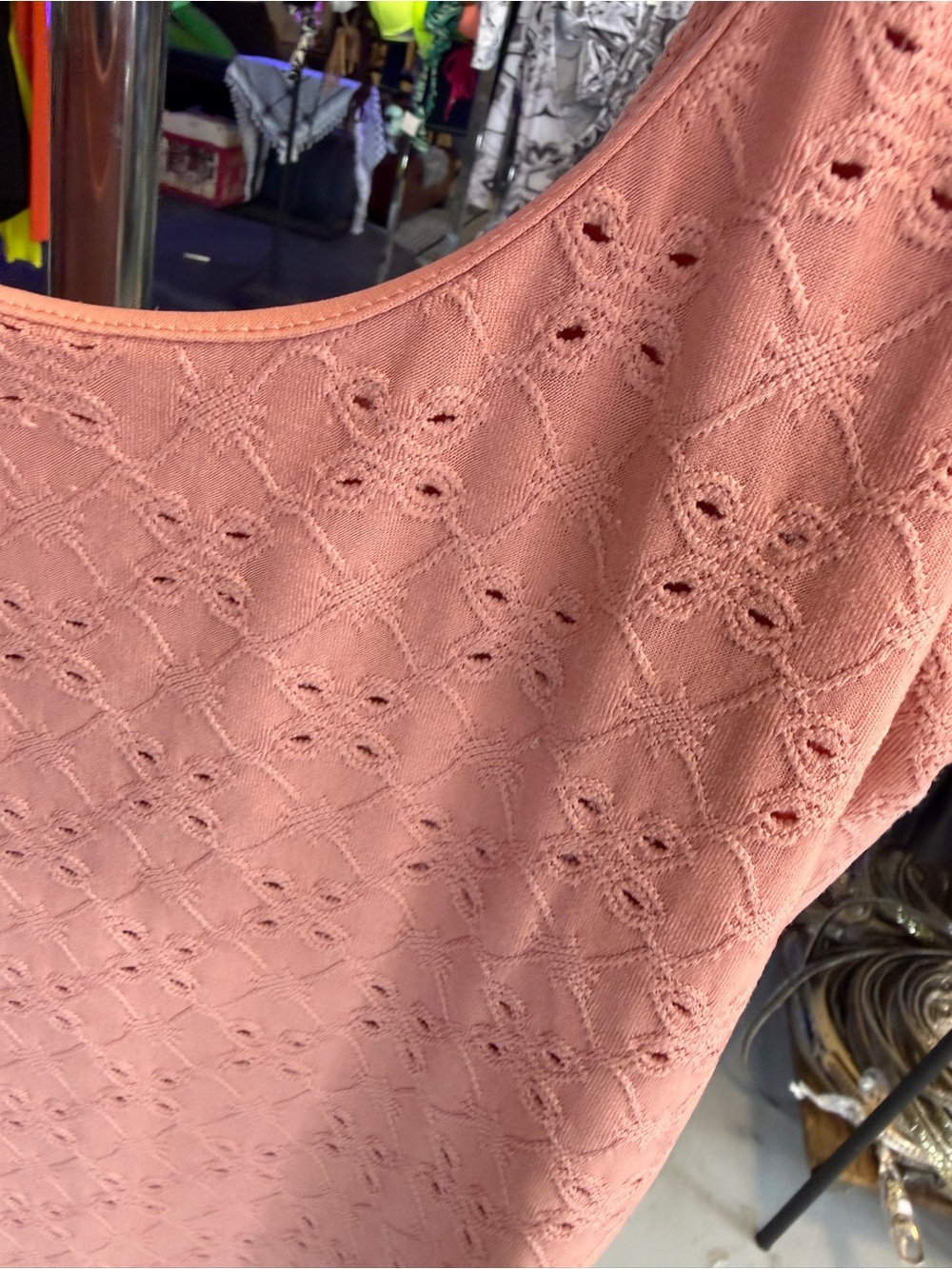 Women's Pink Eyelet Tank Dress - Picture 3 of 7